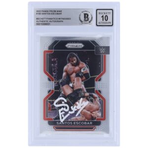 Santos Escobar WWE Autographed 2022 Panini Prizm #160 Beckett Fanatics Witnessed Authenticated 10 Card