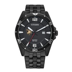Men's Army Black Knights Citizen Quartz Black-Tone Stainless Steel Watch