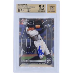 Aaron Judge New York Yankees Autographed 2022 Topps Now 61st HR #975 Beckett Fanatics Witnessed Authenticated 9.5/10 Card - 9,10,10,10 Subgrades