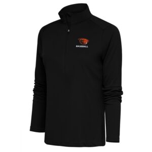 Women's Antigua  Black Oregon State Beavers Baseball Tribute Half-Zip Pullover Top