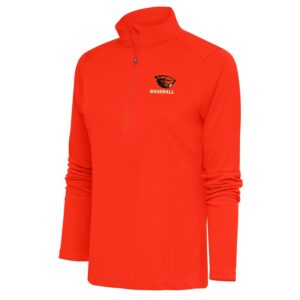 Women's Antigua  Orange Oregon State Beavers Baseball Tribute Half-Zip Pullover Top
